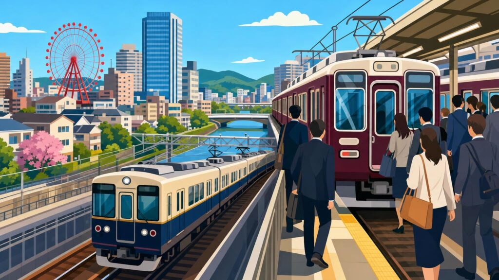 The Suburban Work Commute in Osaka’s Hanshin and Hankyu Areas
