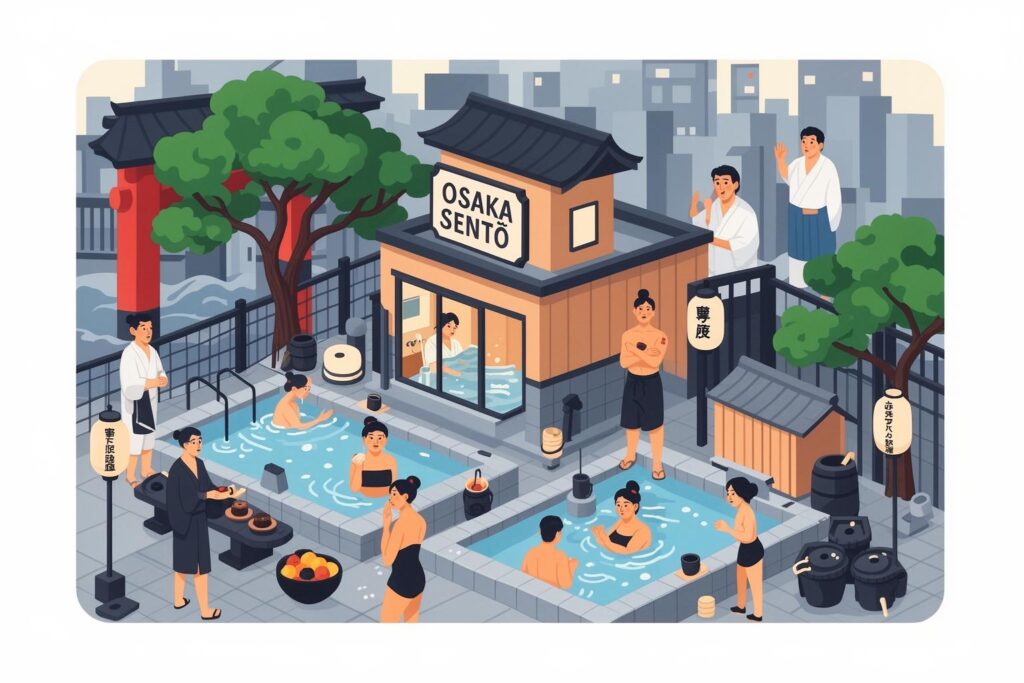 Sentō Drawing Connecting with Locals: A Guide to the Social Rituals of Osaka’s Sentō ...