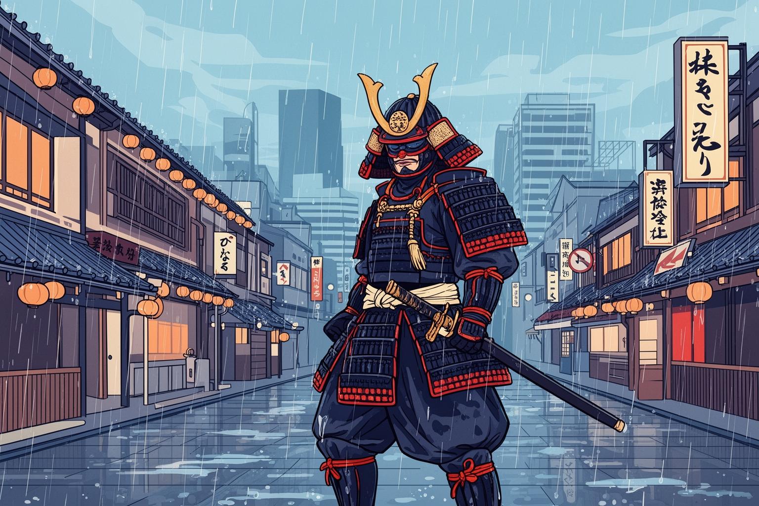 the-rain-soaked-samurai-and-their-umbrella-contraptions